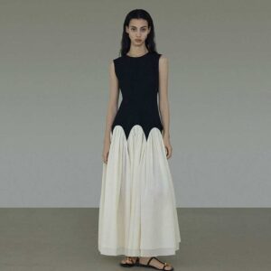 Unspoken Two-Tone Pleated Dress