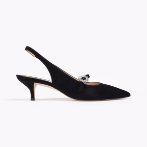 STUART WEITZMAN Aura 50 crystal-embellished suede slingback Mary Jane pumps