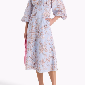 ZIMMERMANN Pussy-bow floral-print linen midi dress