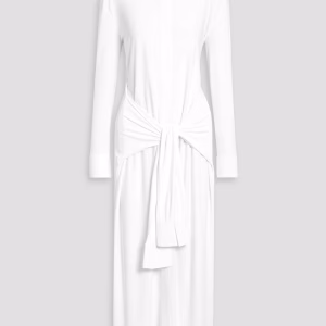 NORMA KAMALI Tie-detailed stretch-jersey maxi shirt dress