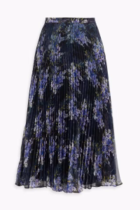 MIKAEL AGHAL Pleated floral-print chiffon midi skirt
