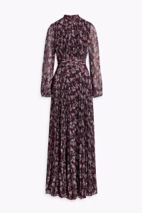 MIKAEL AGHAL Pleated floral-print georgette maxi dress