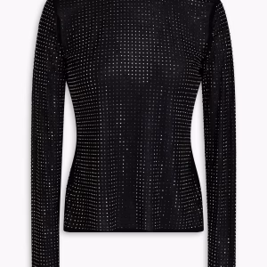 SIMKHAI Crystal-embellished jersey turtleneck top