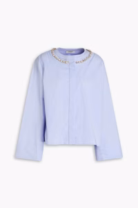SANDRO Crystal-embellished cotton-poplin shirt