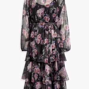 MIKAEL AGHAL Floral-print metallic fil coupé chiffon midi dress