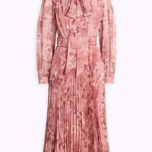 MIKAEL AGHAL Pussy-bow floral-print georgette midi dress