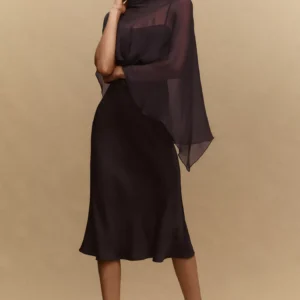 BHLDN Romy Satin Chiffon Cape Dress