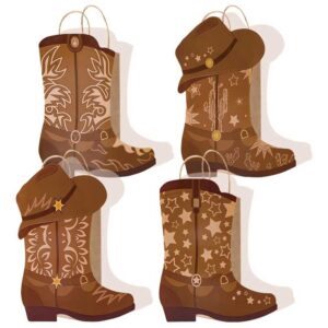 16 Pcs DIY Cowboy Boots Paper Bags Cowboy Hat