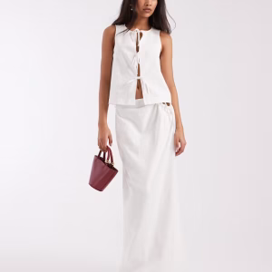 4th & Reckless cotton tie side detail beach maxi skirt in white - part of a set