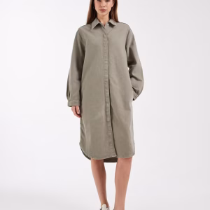 ASOS DESIGN denim shirt midi dress in khaki