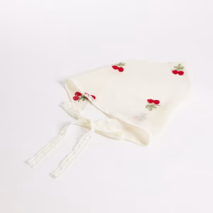 DesignB London headscarf with enbroidered cherries in white