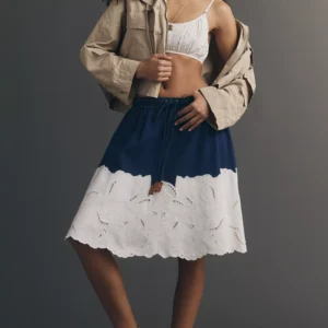 Maeve Eyelet A-Line Midi Skirt