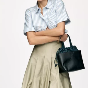 Mare Mare Cotton Pleated Bubble-Hem Midi Skirt