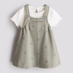 2-Piece Overall Dress and Top Set