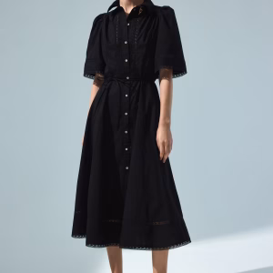 Cotton Shirt Dress with Pintucks