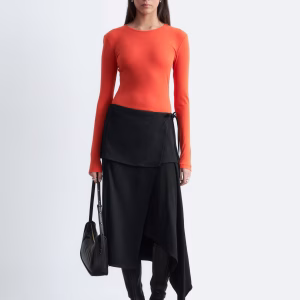 Asymmetric Wrap Midi Skirt