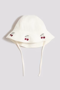 Muslin Sun Hat with Embroidery
