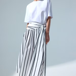Tie-Detail Poplin Skirt