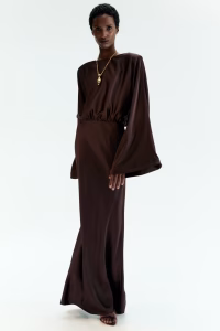 Shoulder-Pad Satin Dress