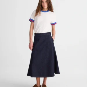 Denim Circle Midi Skirt