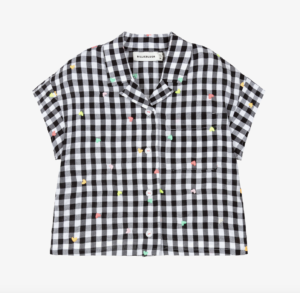 Billieblush Girls Black & White Gingham Cotton Blouse