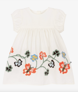 Molo Baby Girls Ivory Cotton Dress with Embroidered Butterflies