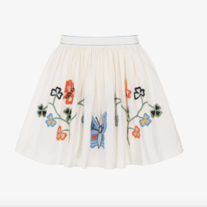 Molo Girls Ivory Cotton Skirt with Embroidered Butterflies