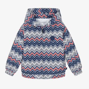 Mitch & Son Boys Navy Blue Zig Zag Pattern Hooded Jacket
