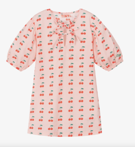 Tinycottons Girls Pink Cotton Cherry Print Dress