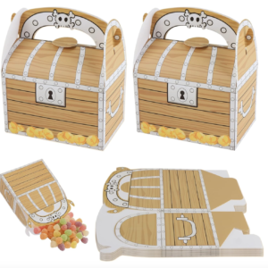 YUEWEESER 10Pack Pirate Party Favor Boxes with Handles, Cardboard Pirate Treasure Chest Treat Box Halloween Candy Decoration Box Christmas Gift Boxes for Game Theme Party Christmas Supplies