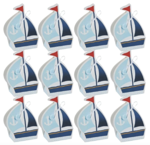 Fun Express - Nautical Baby Shower Favor Boxes for Baby - Party Supplies - Containers - Paper Boxes - 12 Pieces
