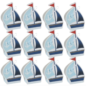 Fun Express - Nautical Baby Shower Favor Boxes for Baby - Party Supplies - Containers - Paper Boxes - 12 Pieces
