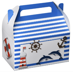 Hammont Paper Treat Boxes - (10 Pack) - Party Favors Treat Container Cookie Boxes Cute Designs Perfect for Parties and Celebrations 6.25" x 3.75" x 3.5" (Sailor)