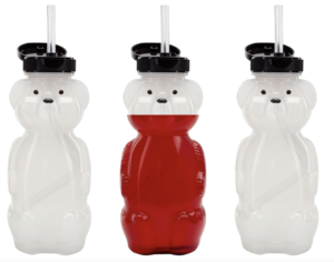Cornucopia Brands Honey Bear Straw Cups (3-Pack); 8-Ounce Therapy Sippy Bottles w/Flexible Straws