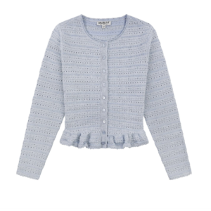 Pointelle Cardigan -Blue