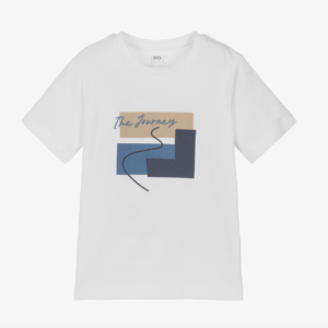 iDO Boys White Cotton Graphic Print & Embroidered T-Shirt