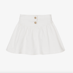 Le Chic Girls Ivory Denim Skirt with Gold Buttons