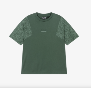 EA7 Emporio Armani Boys Green Cotton T-Shirt with Logo Sleeves