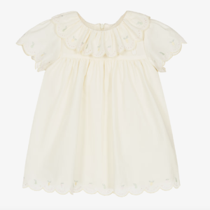 Patachou Girls Yellow Cotton Dress with Fruity Embroidery