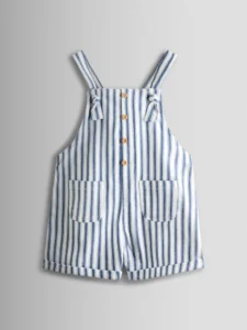 JoJo Maman Bébé Blue Ticking Stripe Short Dungaree