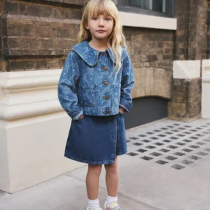 Denim Mid Blue Bow Print Jacket (3-16yrs)