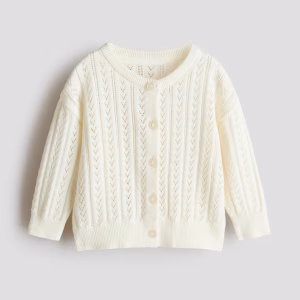 Pattern-knit Cotton Cardigan