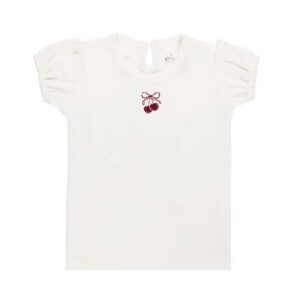 Aurora Classics Girls Short Sleeve Tee – Ivory Pink – Bow Print