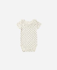 Rylee + Cru  Ruffle Collar Bodysuit Blue Ditsy