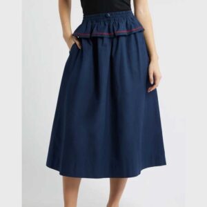 Damson Madder Sigrid Peplum Waist Midi Skirt