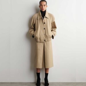 DECONSTRUCTED PLEATED COTTON MIDI SKIRT