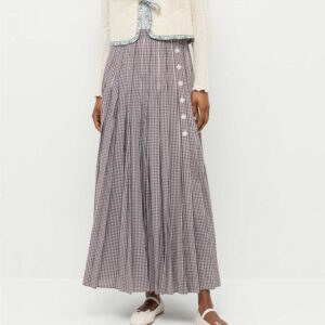 Emlyn Midi Skirt Dark Brown/Cream Gingham