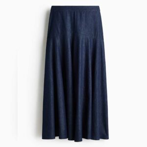 Flared Denim Skirt Dark denim blue