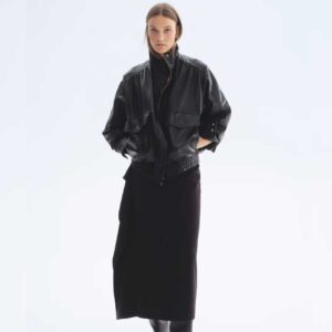 Flounced Midi Skirt Dark brown