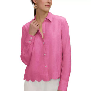 Foxcroft Scarlett Scallop Hem Shirt